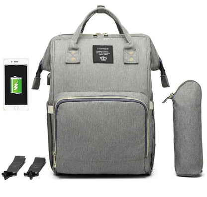 Large capacity waterproof Oxford cloth diaper backpack with USB charging port