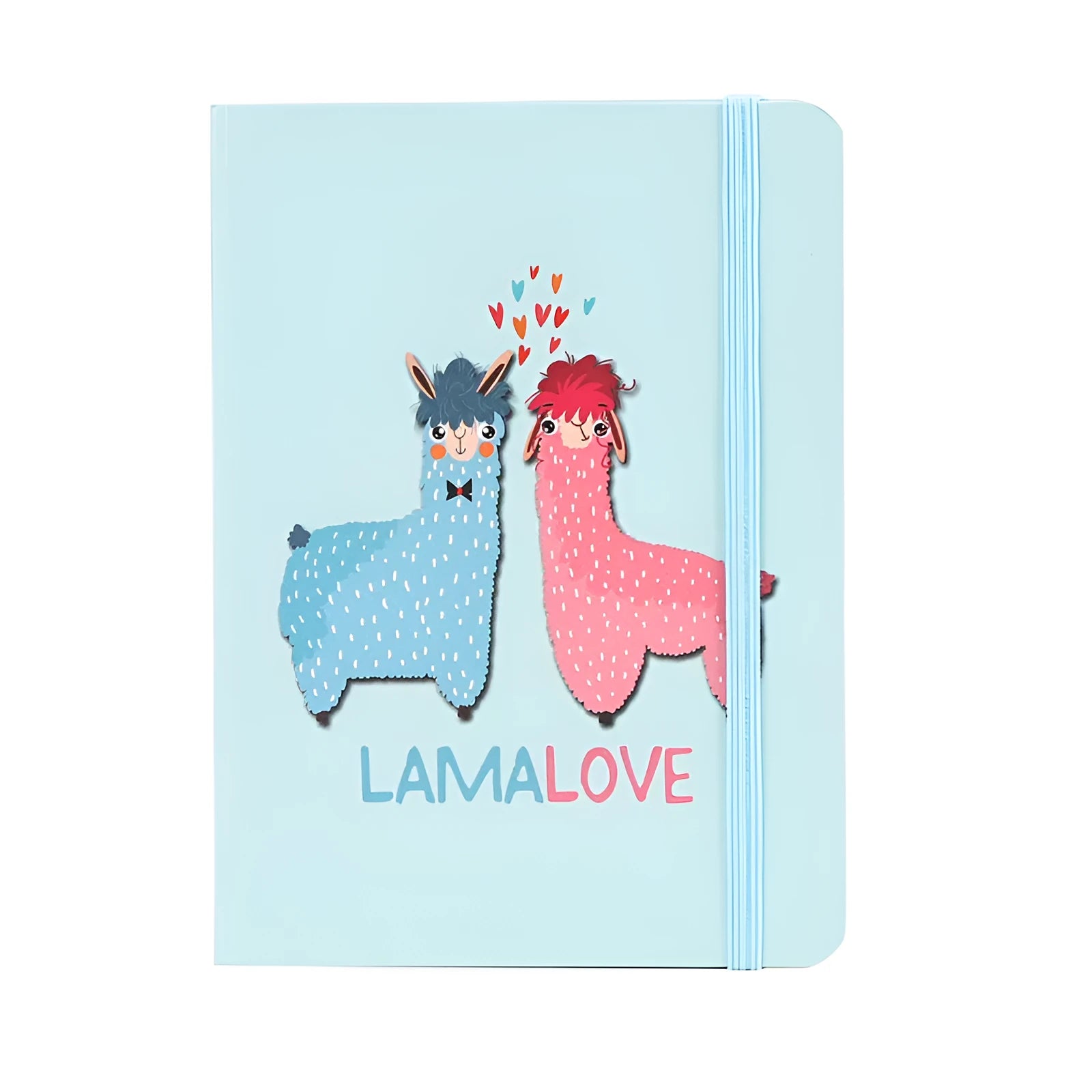 Alpaca cartoon design notebook in A5, A6, and A7 sizes with yellow paper pages.
