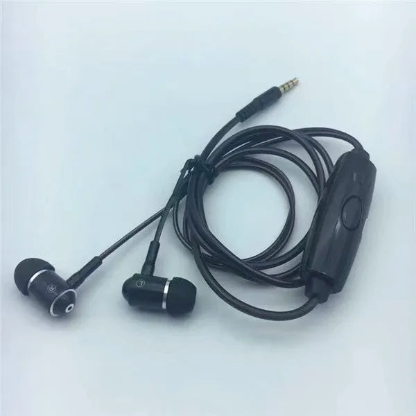 Blue Magic Light LED earphones with illuminated shells and a 3.5mm plug, showing the inline remote control.