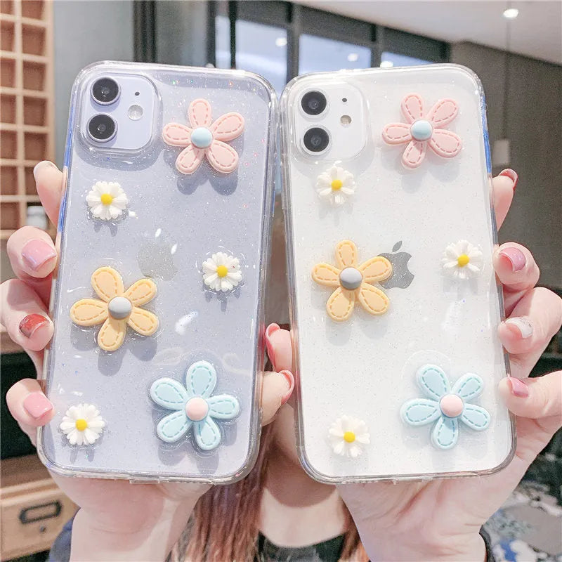 Soft rubber iPhone case with New Year flowers and a girl heart design.