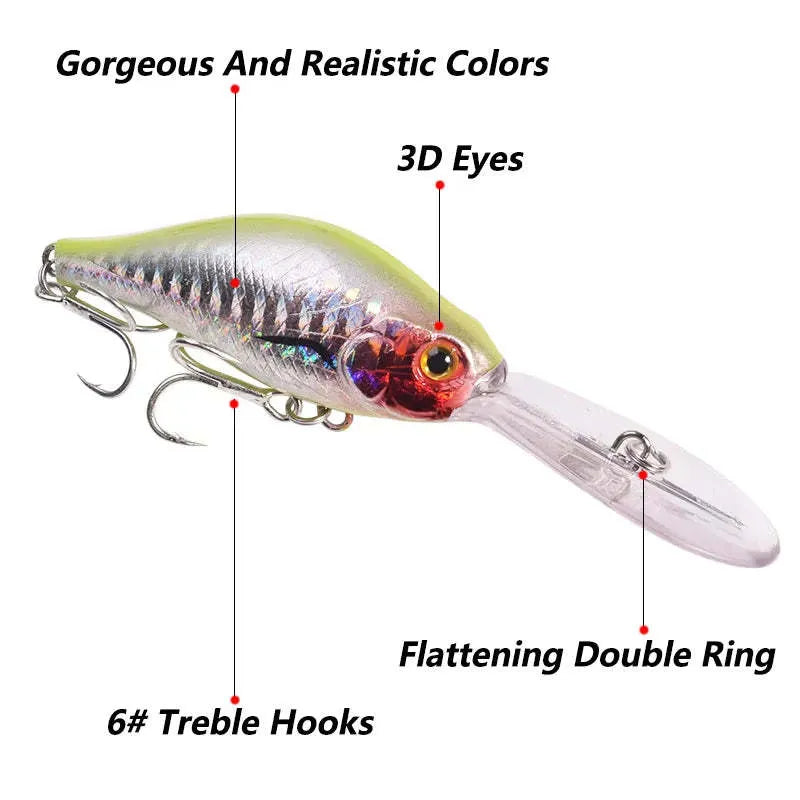 Floating Rock Little Fat Man deep diving mino fishing lure, 10.5cm long, shown in colour option A.