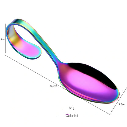 316 stainless steel serving spoon with curved silver handle, 22 cm long, mirror polished for durable kitchen use