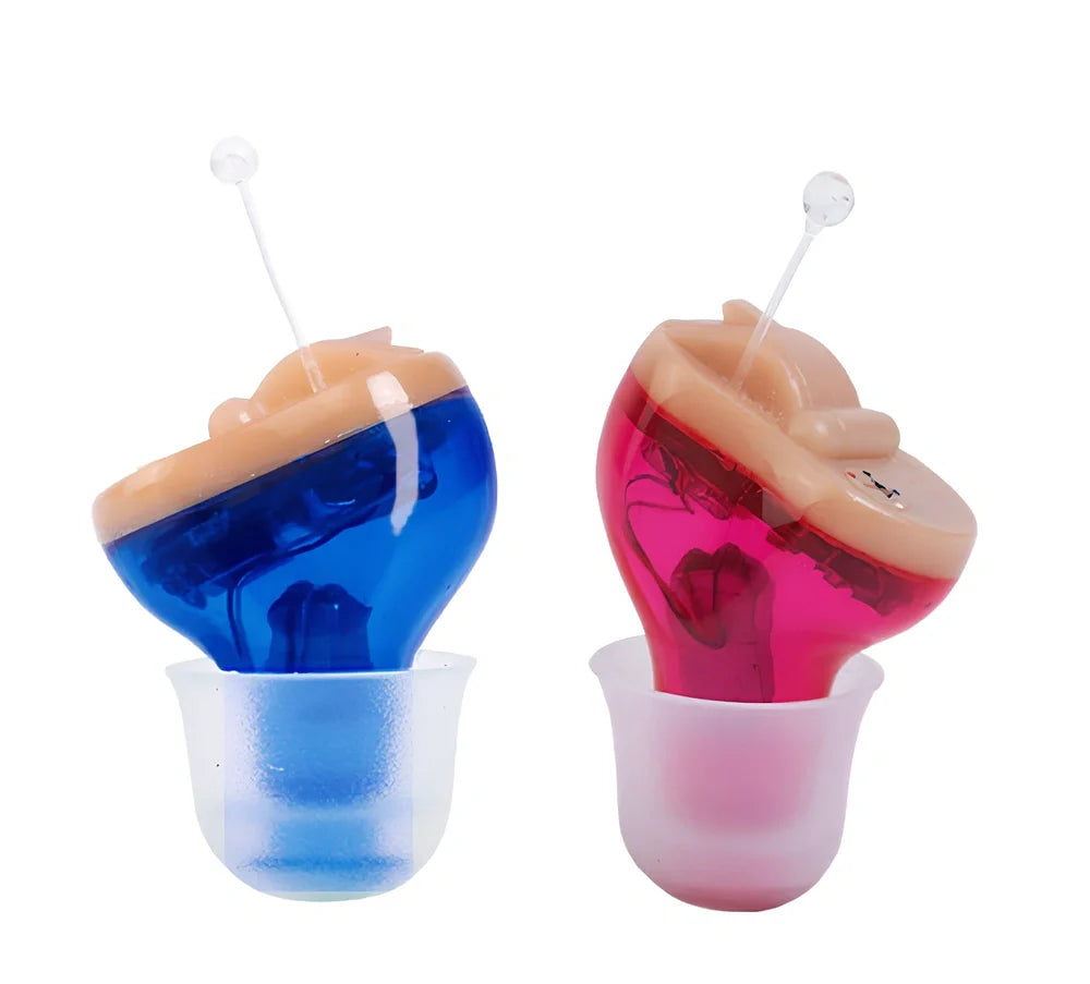 Black left ear ABS hearing aid, 3cm compact design with 15dB noise reduction for clear audio