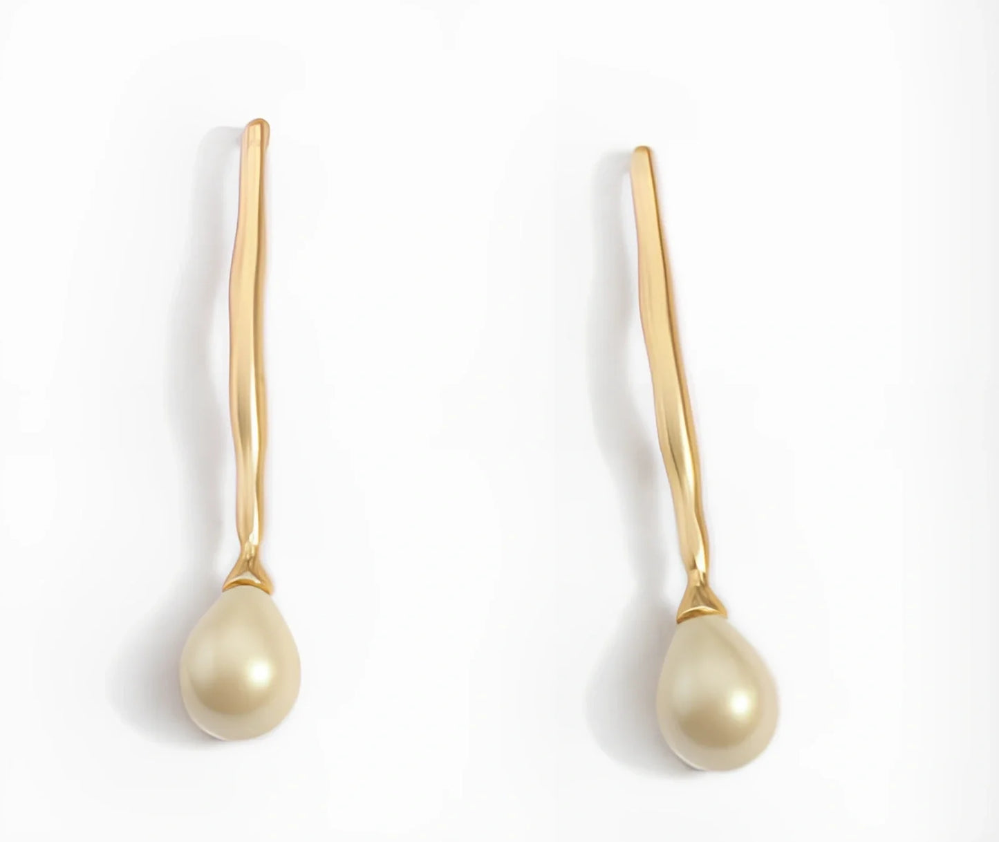 Simple gold alloy pearl earrings with 6mm cultured pearls and butterfly clasp