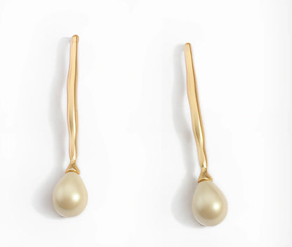 Simple gold alloy pearl earrings with 6mm cultured pearls and butterfly clasp
