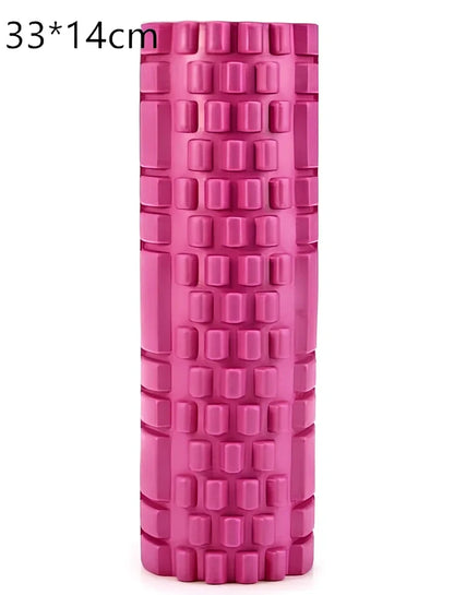 Blue EVA yoga foam roller 30cm long with massage points for muscle recovery