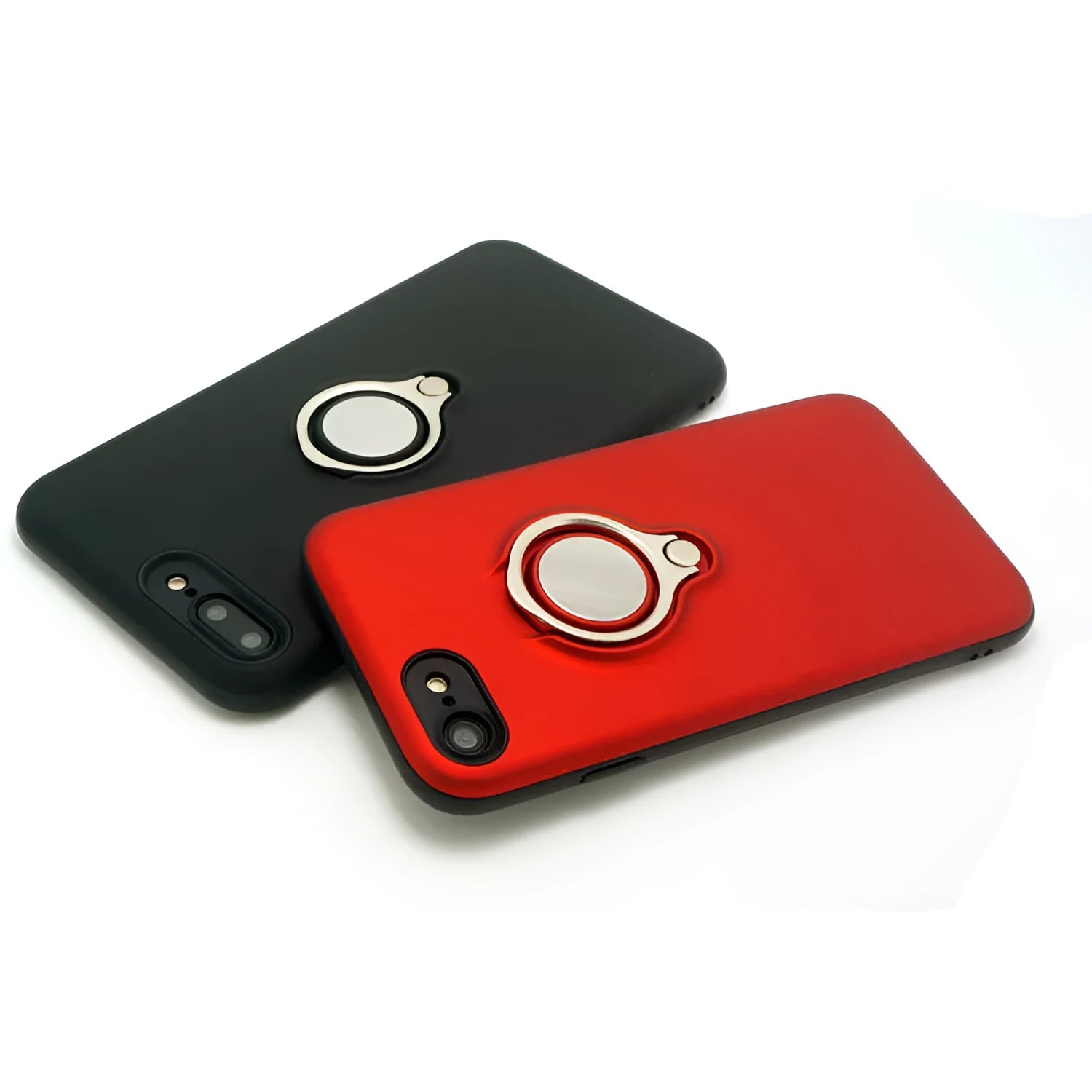 Magnetic iPhone case in solid colours showing metal ring for car mount attachment