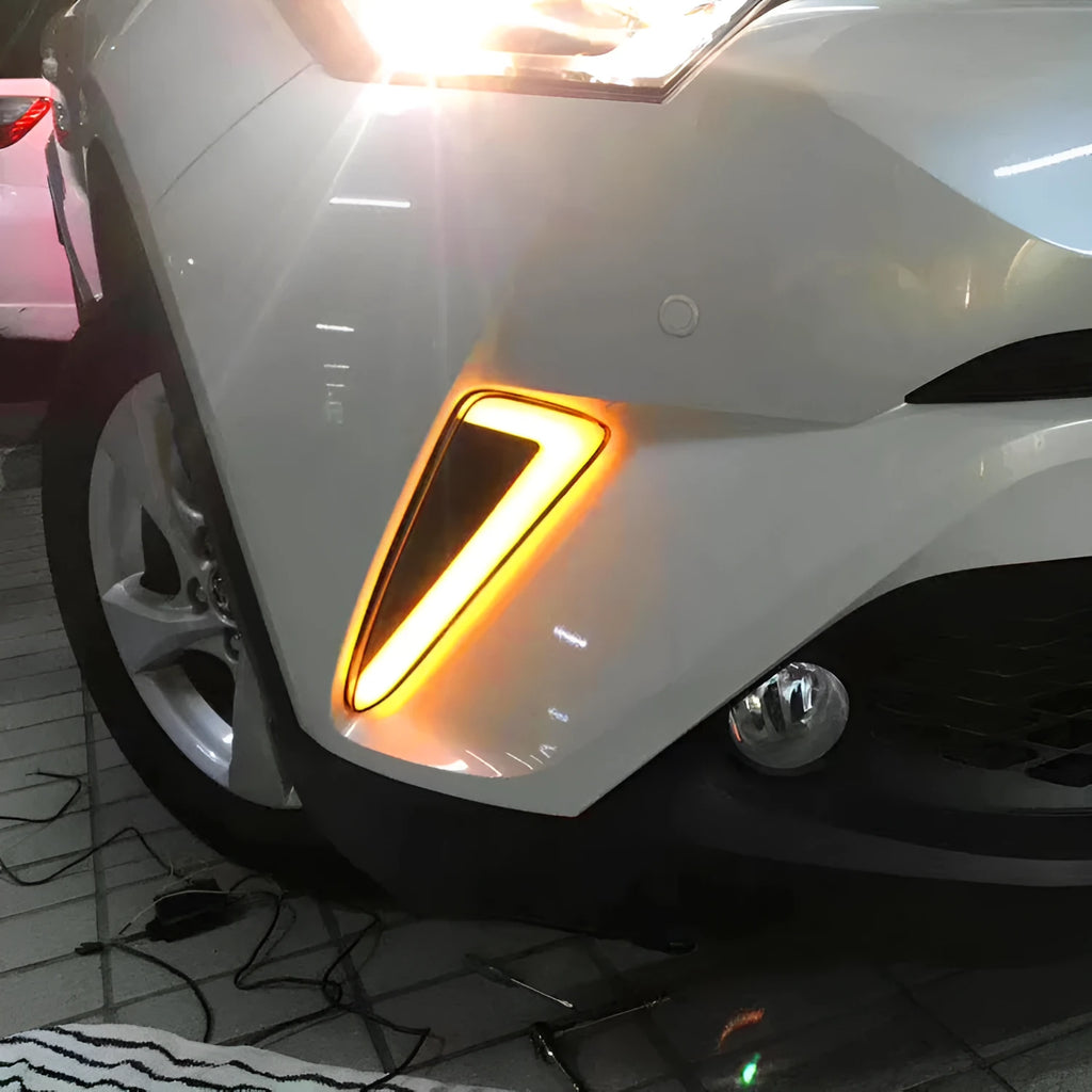 LED daytime running light for 2017 Toyota C-HR with yellow light effect and ABS housing