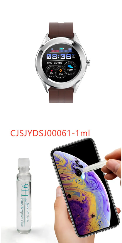 Black 1.2-inch pedometer watch with silicone strap, heart rate sensor, and 32GB storage for step tracking