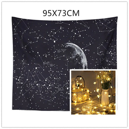 Constellation tapestry with moon pattern for bedroom decoration