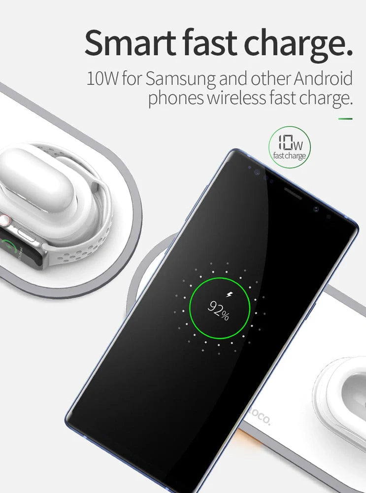 CW20 white wireless mobile phone charger with 10cm diameter and USB connection