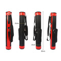 Large capacity leather golf bag in red next to clubs, 15cm by 89cm size