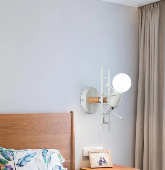 Retro LED wrought iron villain creative climbing stairs lights in black, green, and white