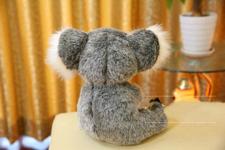 Soft plush koala doll with 100% PP cotton filling, available in 12cm, 16cm, 20cm, and 28cm sizes