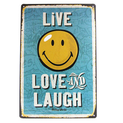 Modern iron metal craft painting with character slogan for home decor