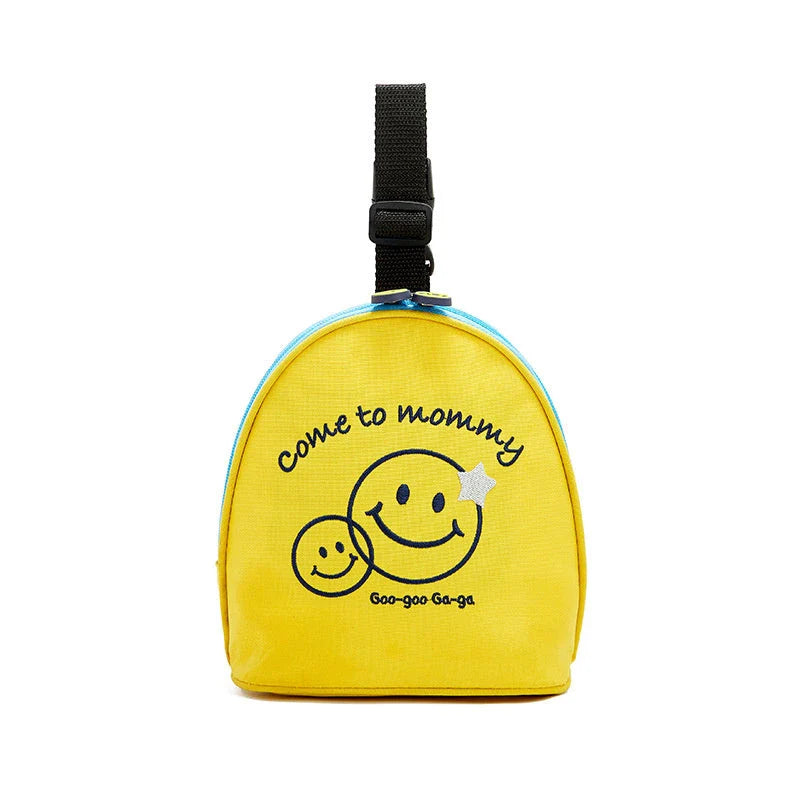 Insulation hand bag with cute embroidery and zipper opening