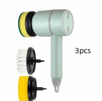 USB rechargeable electric cleaning brush for kitchen and bathroom with multiple brush heads