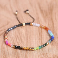 Agate bracelet with 12 constellations and seven chakra coloured stones, unisex ethnic style