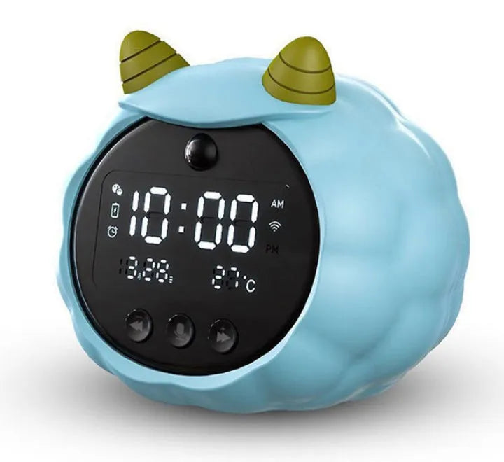 Smart alarm clock with voice control and human body sensor in silicone construction with luminous display