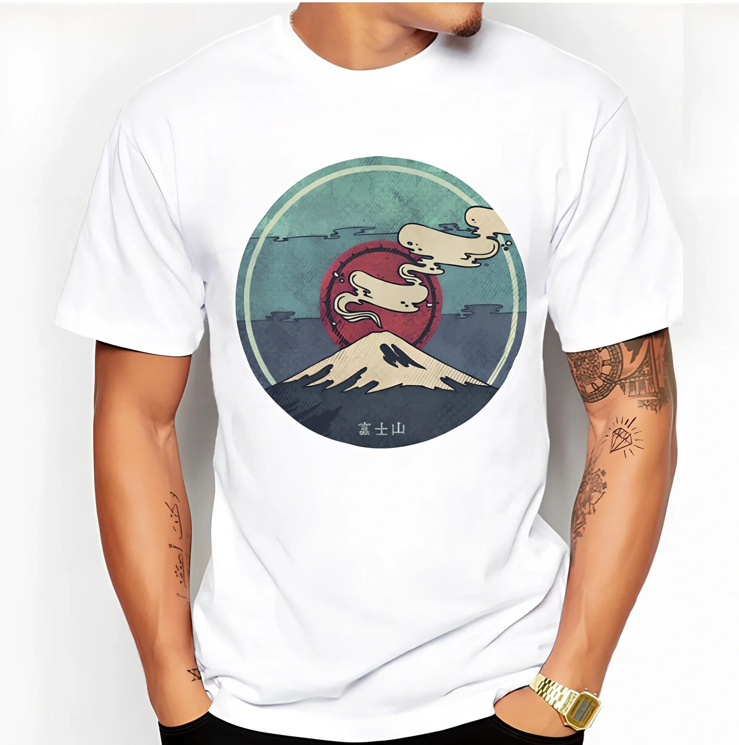 White 100% cotton short sleeve T-shirt in Asian sizes S-3XL with 2-3cm fit tolerance for comfortable UK wear