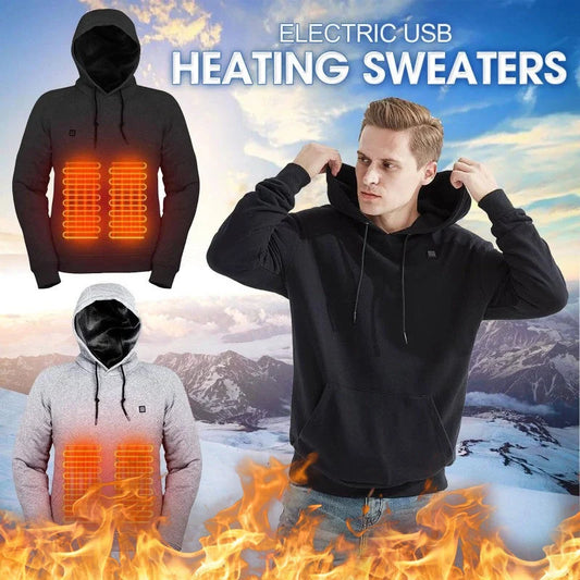 2024 New Outdoor Electric USB Heating Jacket in black and grey with adjustable heat settings