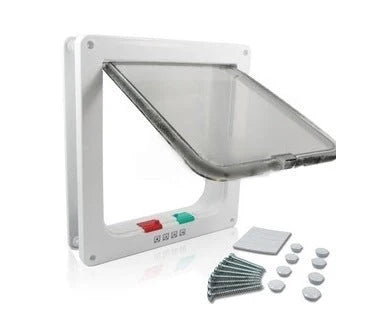 4 Way Lockable Pet Door Security Flap in ABS Plastic for cats and small dogs