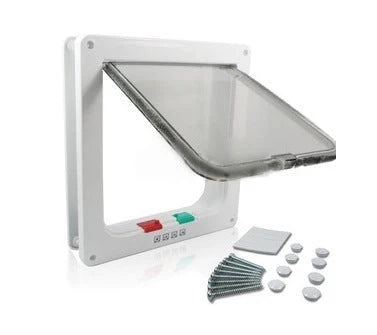 4 Way Lockable Pet Door Security Flap in ABS Plastic for cats and small dogs