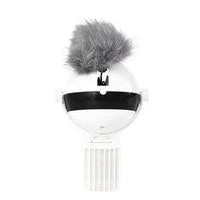 Electronic motion cat toy with real fur ball for interactive play