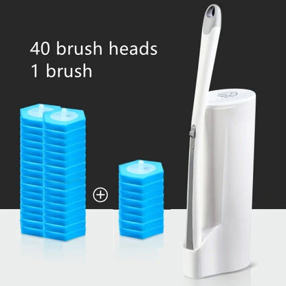 Disposable toilet brush with plastic handle and sponge head for hygienic cleaning