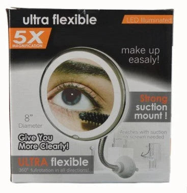 360 Swivel 10x Magnifying Bright LED Lighted Makeup Mirror with adjustable gooseneck