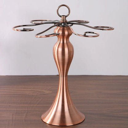 Bronze metal wine glass rack for upside-down storage, dimensions 32x26x26cm