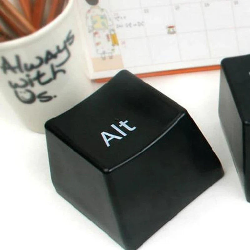 Keyboard cup set in black and white with tray for organised serving