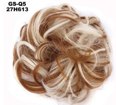 Synthetic wavy curly messy hair bun for women, 12cm diameter, high-temperature wire