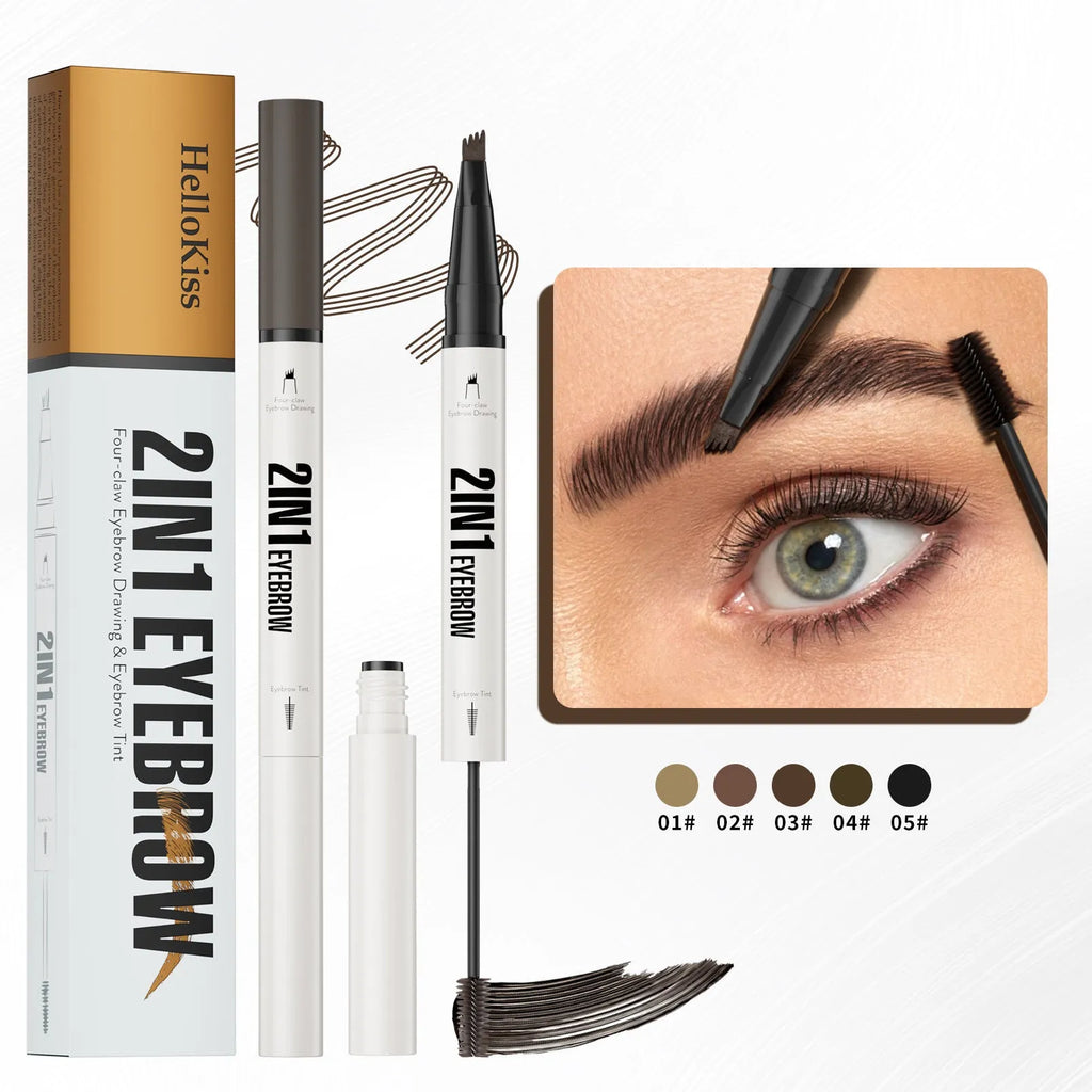 Two-in-one waterproof eyebrow cream in 5 shades with smudge-proof formula