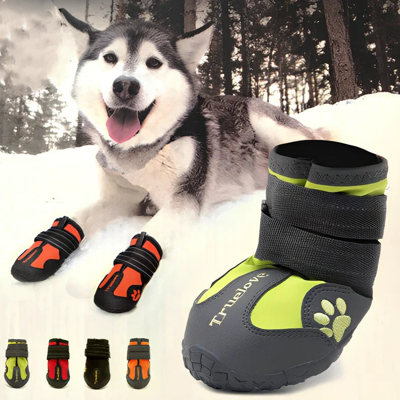 Pair of black non-slip dog shoes with velcro straps, waterproof and luminous, size 5.8 cm for large breed paws