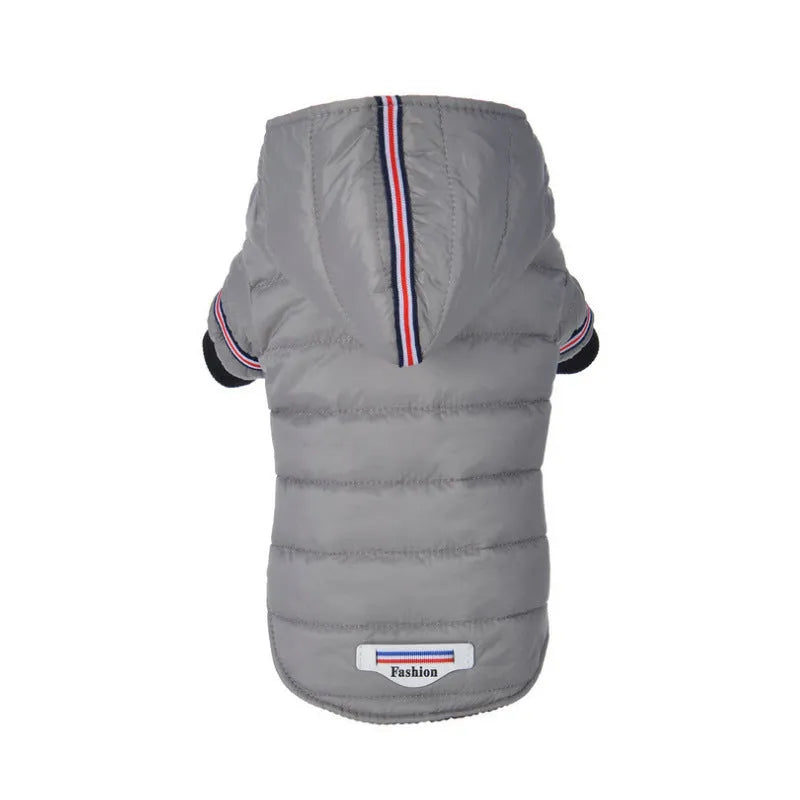 Grey cotton autumn dog clothes for small to large pets with back length 19-39 cm