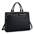 Women's large capacity PU crossbody bag in black, 42x15x32 cm, with crossbody strap, on white background