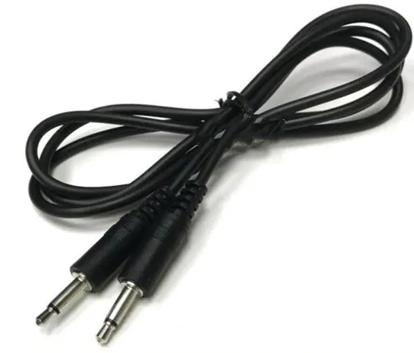 Black 3.5 mm male to female audio extension cable showing connectors and 1 metre length