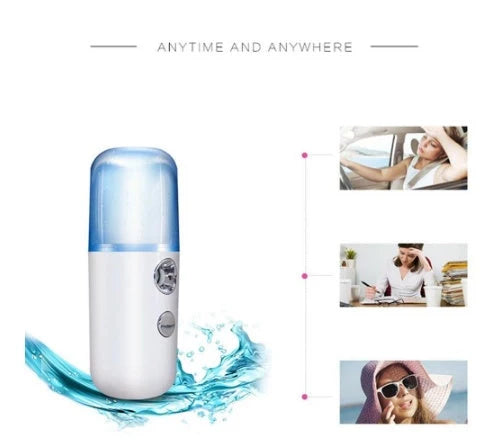 Compact portable nanospray humidifier for deep skin hydration in various colors