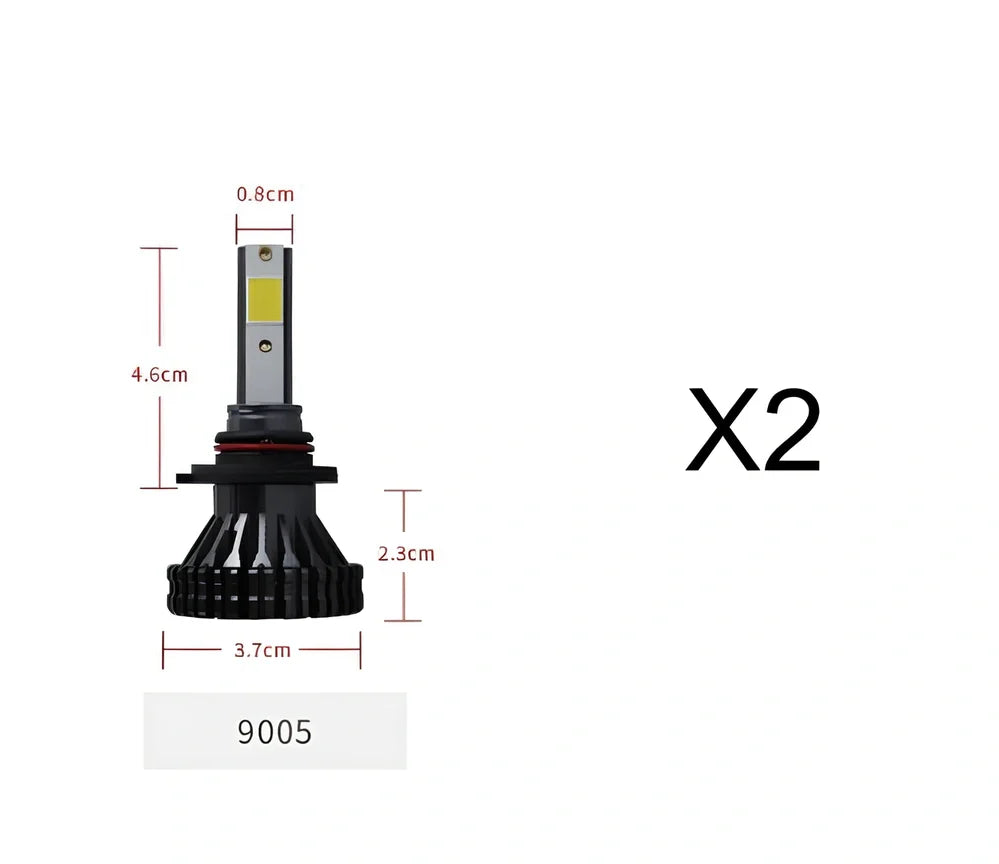 9005 HB3 LED automotive headlight with aluminium housing and heat dissipation fins