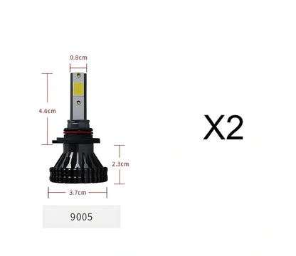 9005 HB3 LED automotive headlight with aluminium housing and heat dissipation fins