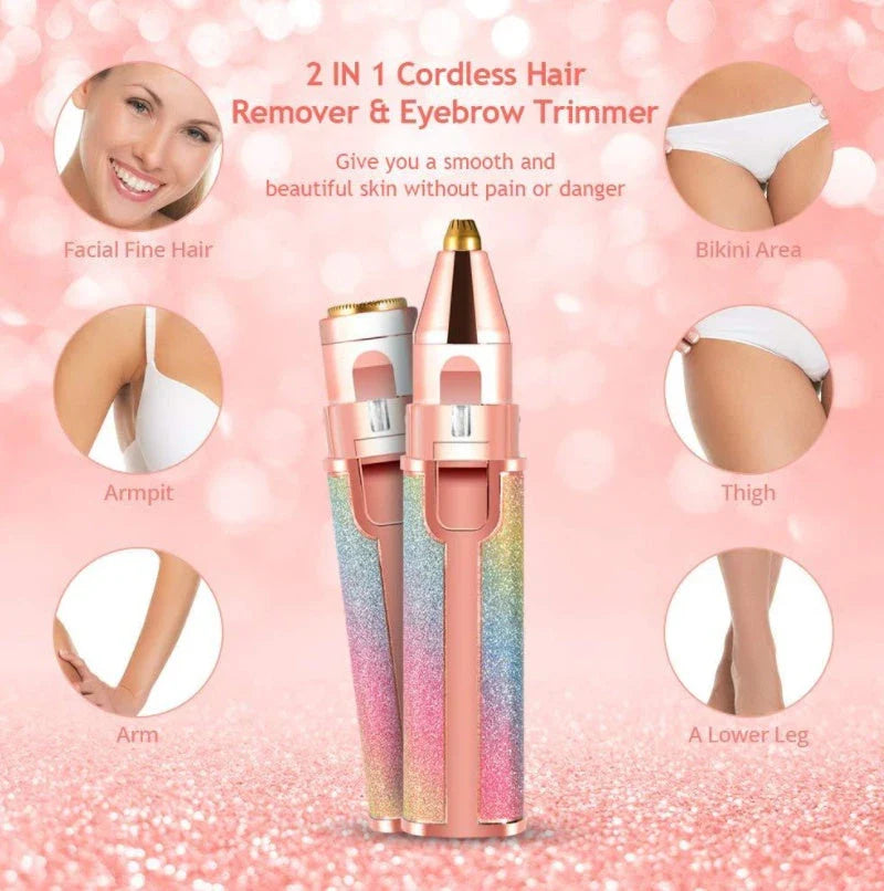 Lipstick-shaped electric eyebrow shaver with gold plated head