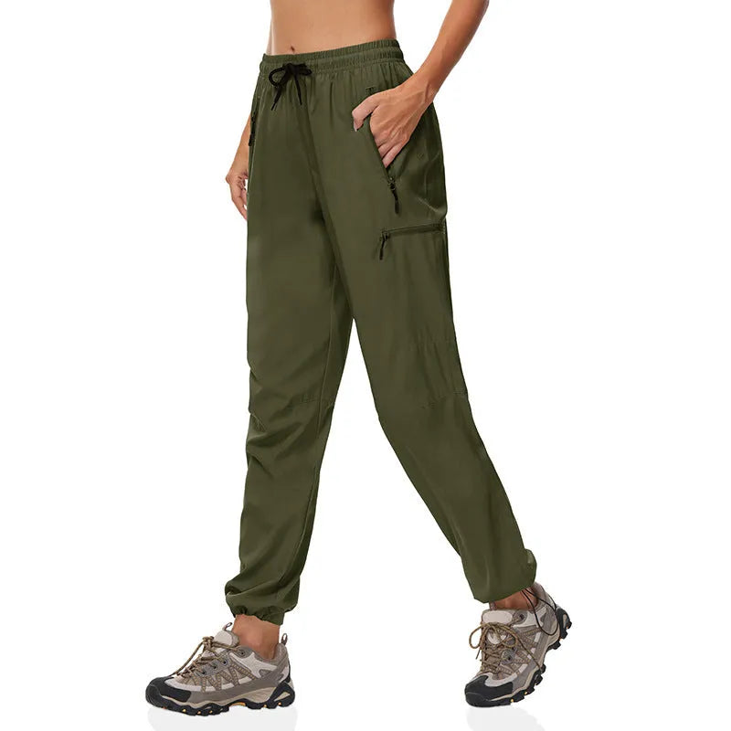 Women's quick-dry thin summer outdoor hiking pants solid colour chemical fibre blend