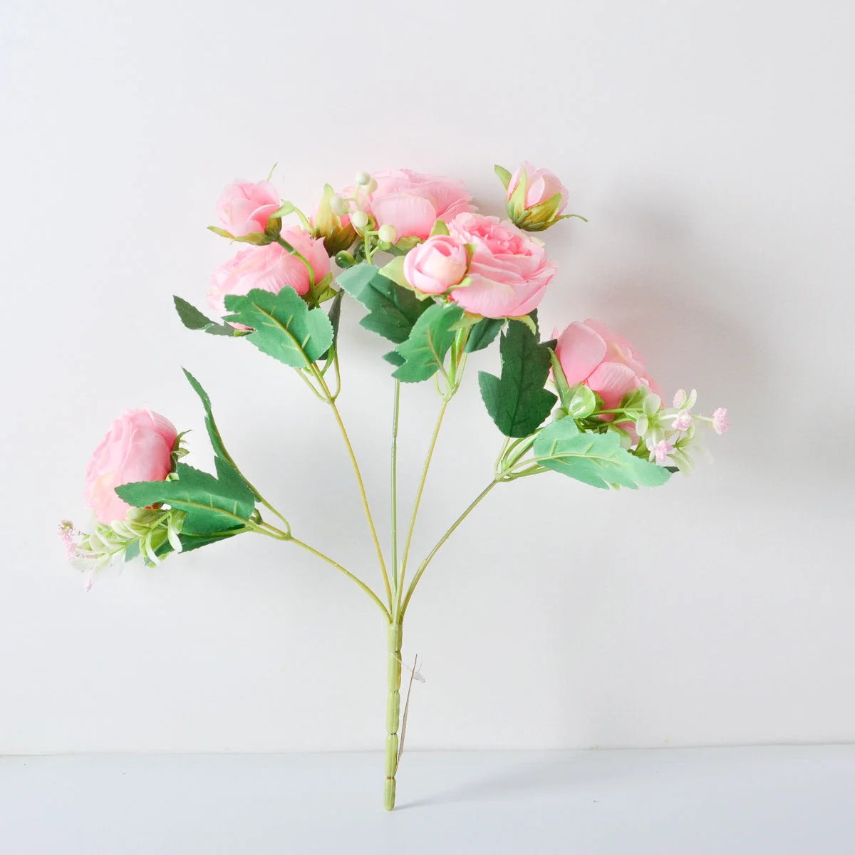 Korean silk flower bouquet with five peonies, 31cm in height, available in six colours