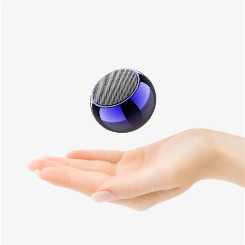 Mini portable metal Bluetooth speaker in gradient blue, light blue, orange, or silver colours