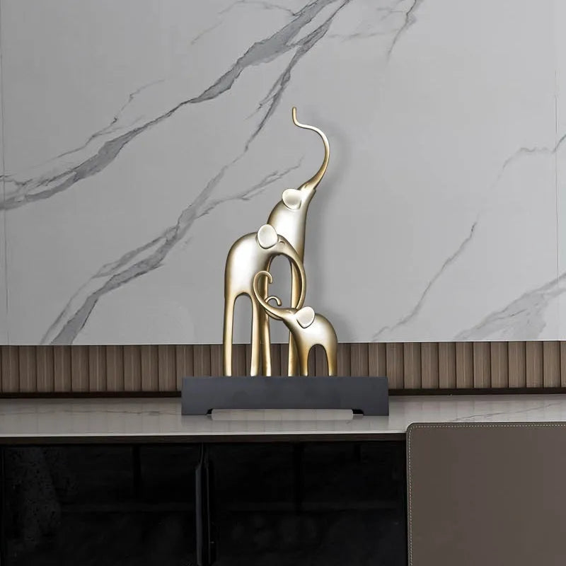 Fortune Bring Elephant resin decorative figurine in bright gold, rose gold, silver, or retro colour finishes.