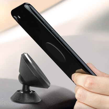 Universal magnetic car phone holder with lychee pattern design in black