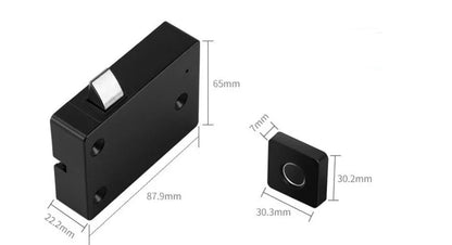 Intelligent electric fingerprint furniture lock for cabinets and drawers in black