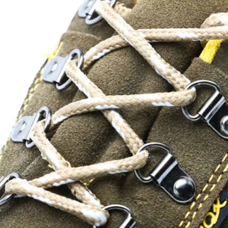 Bronze coloured cowhide steel toe safety shoes with anti-skid sole pattern