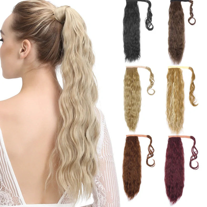 Corn hot beard ponytail wig made from imported high temperature matte wire that withstands 100-150°C heat styling with 58cm length and 100g weight for versatile styling options